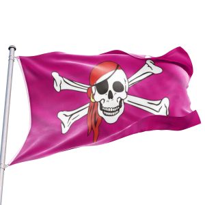 bandera pirata esqualetto rosa de ninas