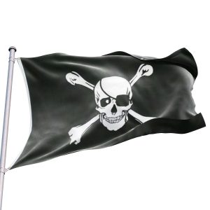 Bandera Pirata Negra Tuerta parche ojo