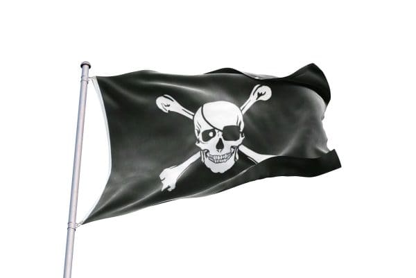 Bandera Pirata Negra Tuerta parche ojo
