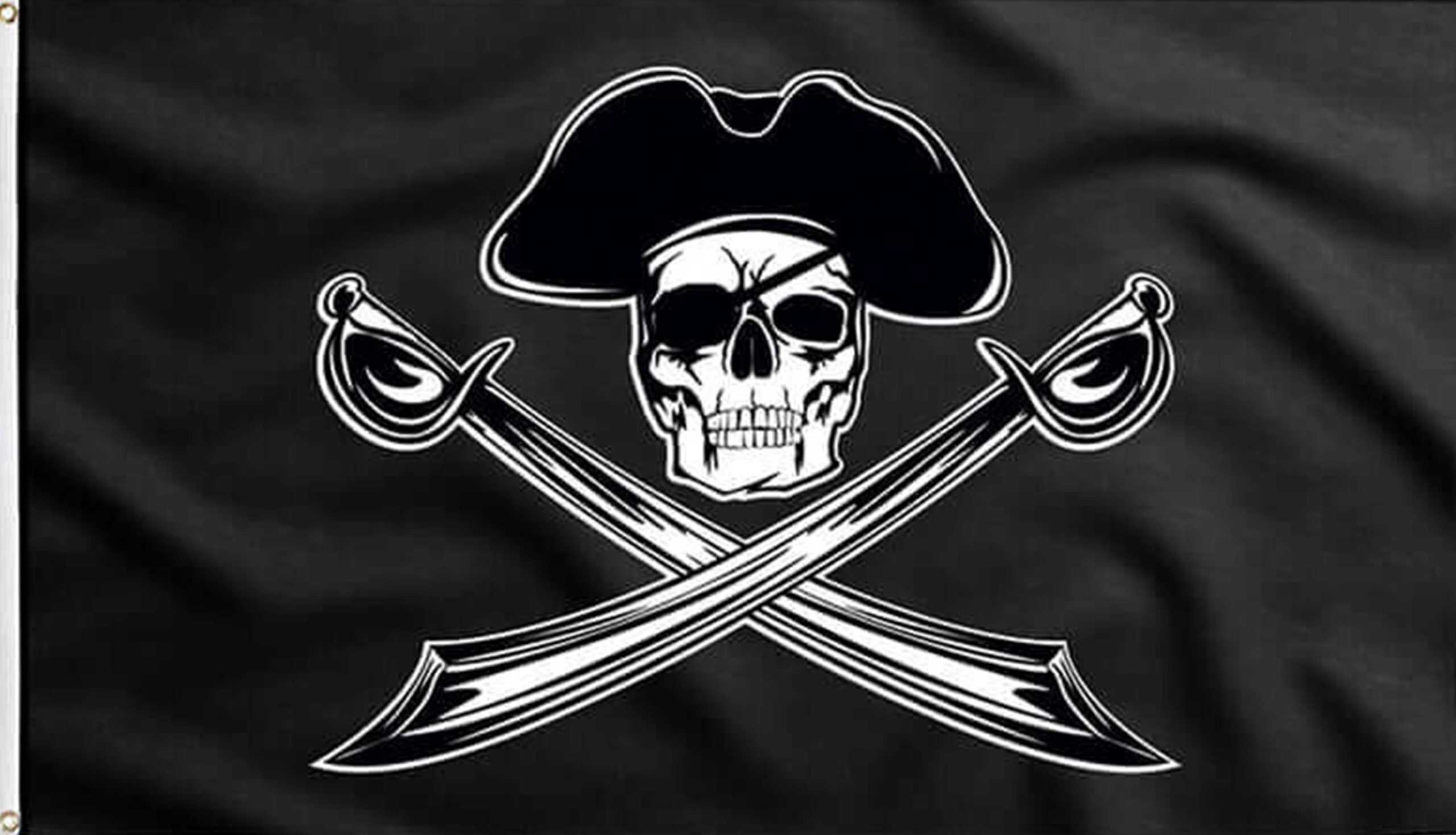 Bandera-Pirata-con-Sombrero-y-Sable Bandera-Pirata-con-Sombrero-y-Sable