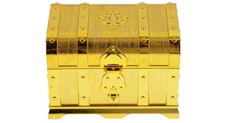 Cofre Antiguo Pirata con Monedas de Oro Isla Pirata