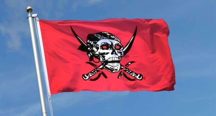 Jolly Roger Bandera Roja y Blanca