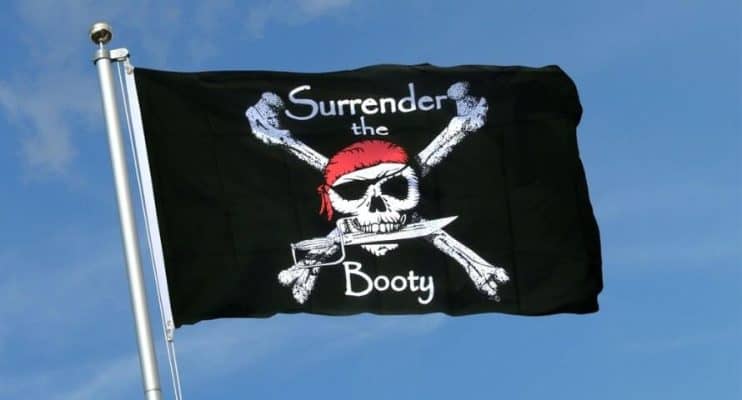 Bandera Pirata Surrender the Booty Barco