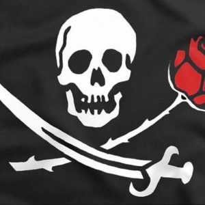 Bandera Pirata con Rosa Roja