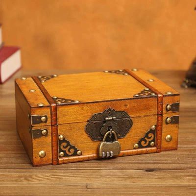 Cofre de Madera Estilo Pirata Tropical Candado