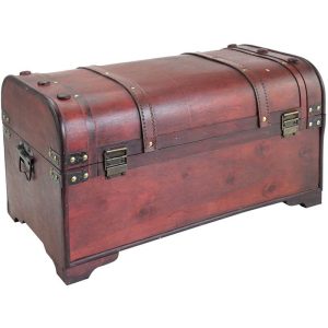 Cofre de Madera Pirata Estilo Colonial Rojo