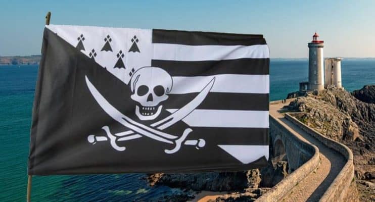 bandera pirata bretona bandera blanca y negra