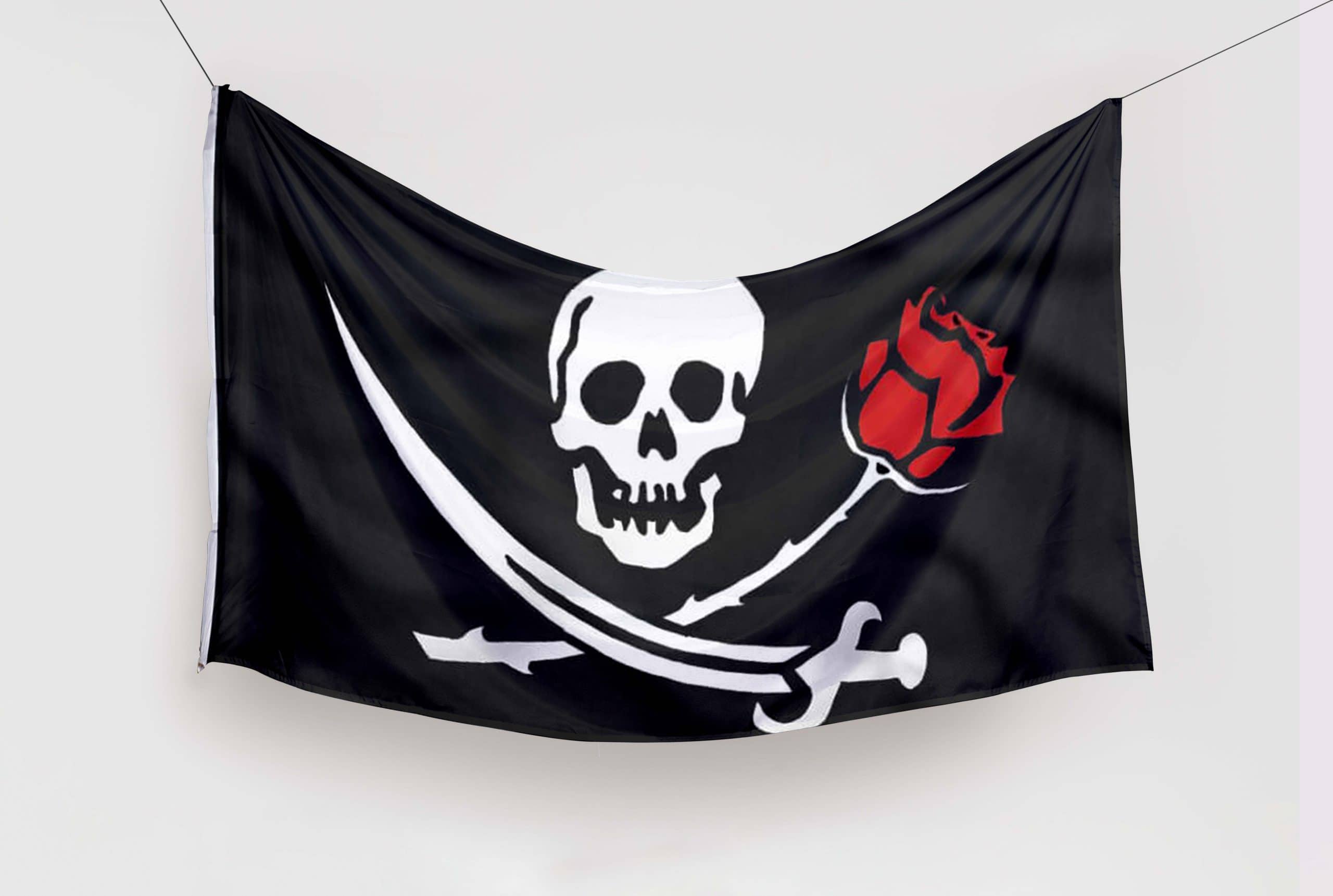 bandera pirata con flora roja bandera pirata con flora roja
